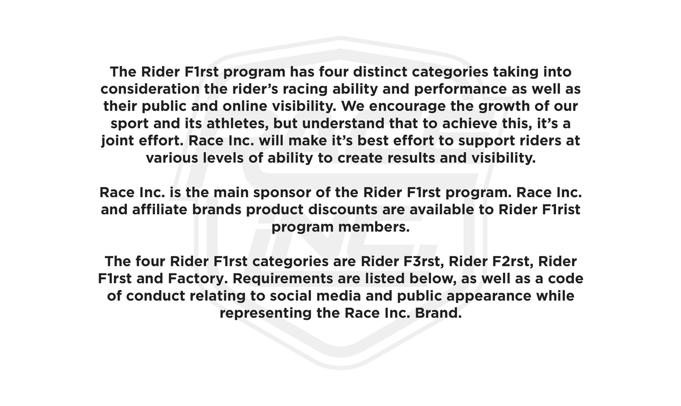 Riders First Rider F1rst Sponsorship Program
