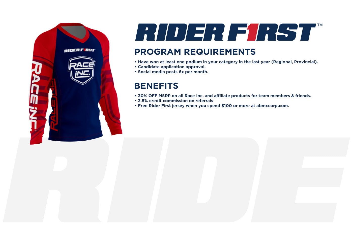 Riders First Rider F1rst Sponsorship Program